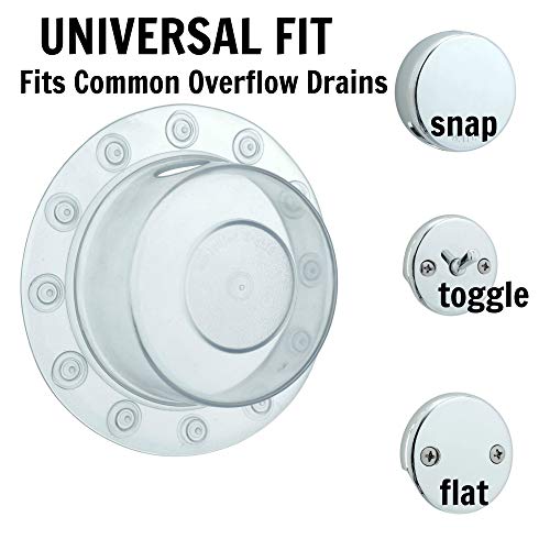 SlipX Solutions Adjustable Better Soak Overflow Drain Cover Fits All Drain  Types for The Deepest Baths (Silicone, White)