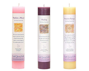 Crystal Journey Reiki Charged Herbal Magic Pillar Candle - Manifestation Bundle (Manifest a Miracle, Healing, Positive Energy)