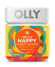 Load image into Gallery viewer, OLLY Hello Happy Gummy Worms. Mood Balance Support. Vitamin D, Saffron.