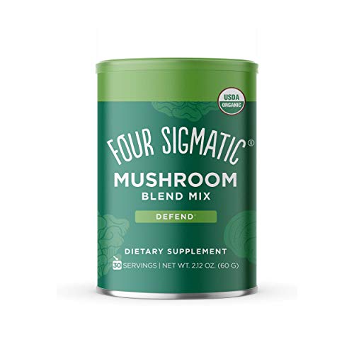 Four Sigmatic Mushroom Blend, 10 Mushroom Blend Mix with Lion's Mane, Reishi, Chaga, Cordyceps, Enokib & Shiitake, Immune & Focus Support, Decaf + Paleo, 30 servings