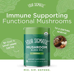Four Sigmatic Mushroom Blend, 10 Mushroom Blend Mix with Lion's Mane, Reishi, Chaga, Cordyceps, Enokib & Shiitake, Immune & Focus Support, Decaf + Paleo, 30 servings