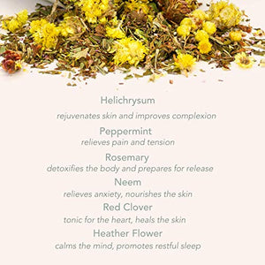 Waning Moon Botanical Bath Tea | Herbal Ayurvedic Bath Soak for Detox & Release w/ Peppermint, Rosemary & Helichrysum. Organic & Natural Body Care. for Kapha Dosha. Loose Leaf Flowers. 2 Baths