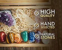 Load image into Gallery viewer, Crystalya Premium Grade Crystals and Healing Stones, Wooden Box, Guide &amp; Instructions