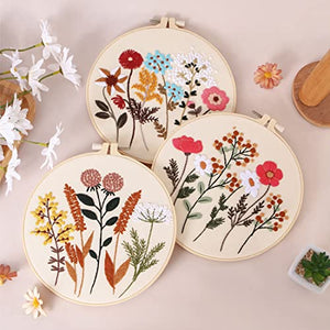 Picoey Flower Embroidery Kit for Beginners