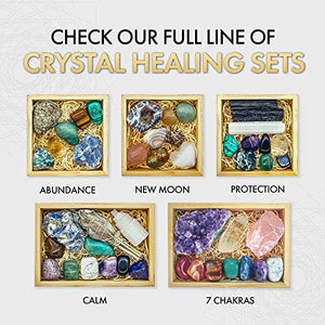 Crystalya Premium Grade Crystals and Healing Stones, Wooden Box, Guide & Instructions