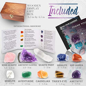 Crystalya Premium Grade Crystals and Healing Stones, Wooden Box, Guide & Instructions